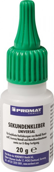 Sekundenkleber Univ.20g NSF P1 farblos Flasche PROMAT CHEMICALS PROMAT CHEMICALS