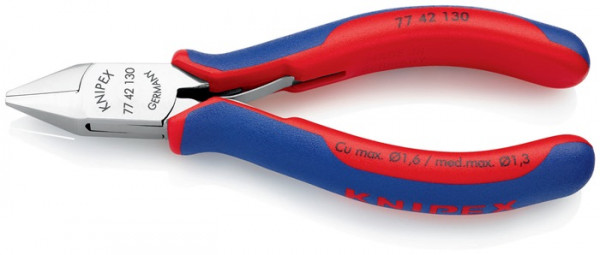 Elektronikseitenschneider L.130mm Form 4 Facette nein 2K-Hülle spiegelpol.KNIPEX KNIPEX