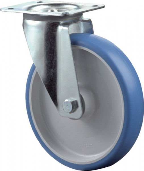 Lenkrolle D.80mm Trgf.125kg PU Platte L104xB80mm Farbe Rl.blau BS ROLLEN Platte L104xB80 mm Farbe Ro