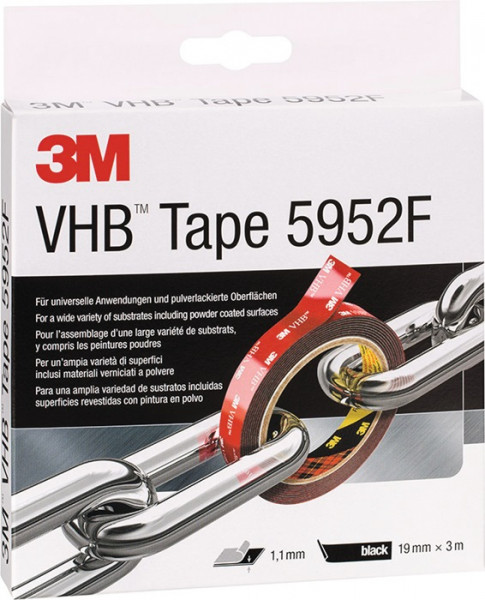 Montageband VHB Tape 5952F schwarz L.3m B.19mm Rl.3M Rolle 3M VHB Tape 5952F VE = 1 ST