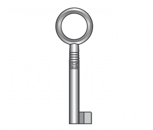 Möbelschlüssel vernickelt Nutenbart 6 mm Form 1 - 4 Hauptvariante 6R Ringform