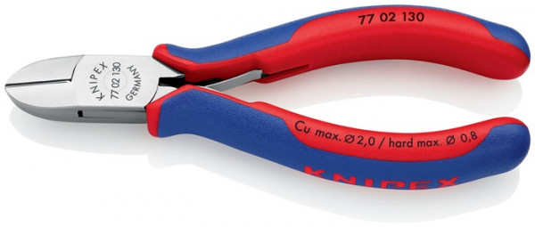 Elektronikseitenschneider L.130mm Form 0 Facette ja 2K-Hülle spiegelpol.KNIPEX KNIPEX