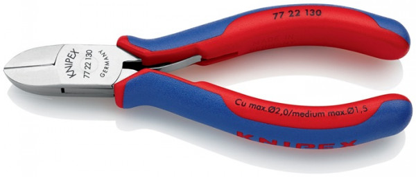 Elektronikseitenschneider L.130mm Form 2 Facette ja,kl.2K-Hülle KNIPEX