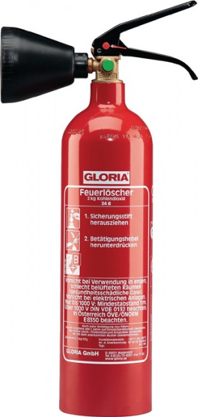 Kohlendioxidfeuerlüscher 2kg 34 B m.Wandh. GLORIA