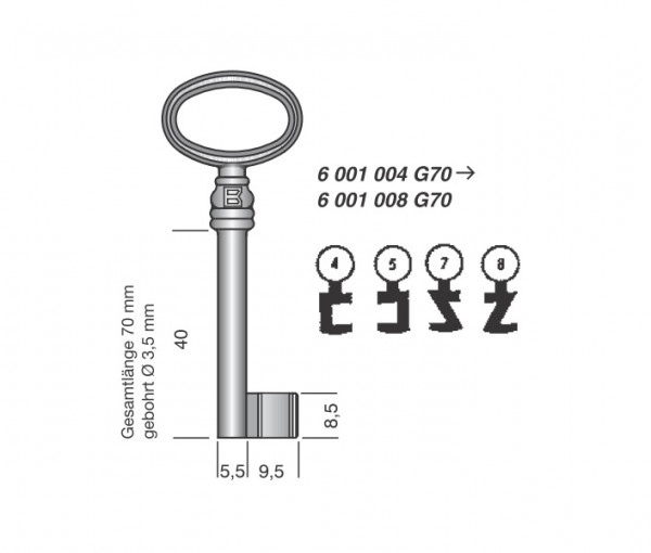 Ovalringschlüssel Eisen Formbart gebohrt Hauptvariante Ovalringschlüssel