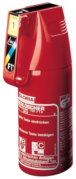 KFZ-Pulverfeuerlüscher 1kg m.Dauerdruck Brandkl.8 A 34 B C o.Manometer,m.Halter GLORIA