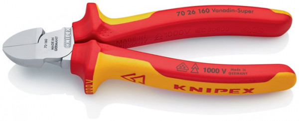 Seitenschneider L.160mm Kopf verchr.2K-Hülle VDE KNIPEX KNIPEX